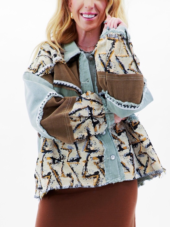 POL Jackets & Blazers - POL Bohemian Patchwork Western Tapestry/Corduroy Jacket